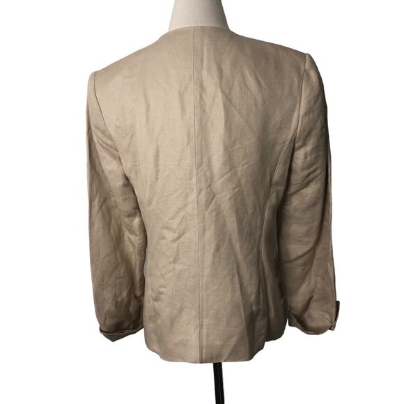Mary McFadden Vintage Jacket Beige Pink Linen Blend Zip Front Size 10 - Picture 6 of 12